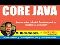 Core Java Tutorials Program on how to Print all Exceptions which are Raised in our Application