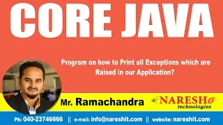 Core Java Tutorials Program on how to Print all Exceptions which are Raised in our Application