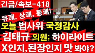 [긴급/분석-418] 오늘 법사위 국정감사 하이라이트. 김태규 의원; X인지,된장인지 찍어먹어봐야? [정광용TV, 레지스탕스TV]