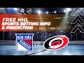 New York Rangers VS Carolina Hurricanes FREE NHL Sports Betting Info My