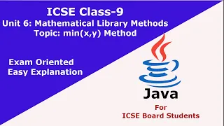 min x y Method in Java Math min x y in Java Methods of Math Class Computer Applications Class 9