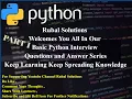 01 - 5 Important Basic Python Interview Questions and Answer Series Part 1 In Just 5 Minutes