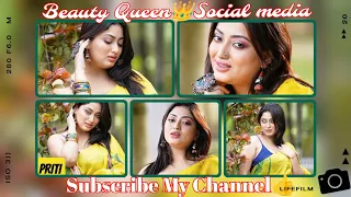 beauty queen priti hot sexy beautiful yellow sharee model social media 4k video subscribe