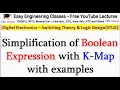 Simplification of Boolean Expression with K-Map with examples Digital Electronics Lectures