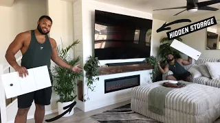 DIY Modern Entertainment Center with Fireplace Hidden Storage