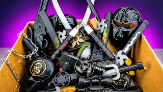 Inside a Huge Ninja Weapon Box! Swords, Nunchaku, Shuriken, Masks & Toy Guns