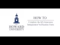 Howard University QA Independent Verification Form