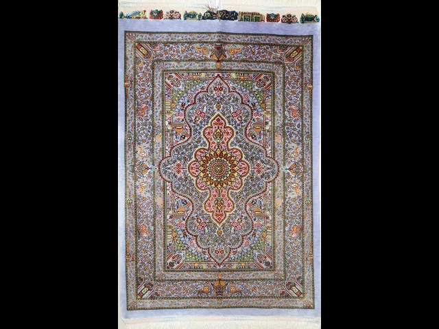 モハマド・ジャムシディ工房 草木染メダリオン 紫 59×92cm (ID10004)