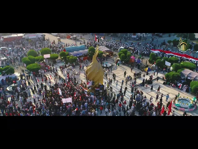 ⁣مسيرة خَدَمةُ أبي الفضل العبّاس (عليه السلام) لتأييد المتظاهرين بحقوقهم المشروعة