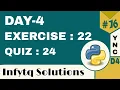 InfyTQ Programming Fundamentals Using Python Day 4 Exercises and Quiz
