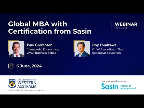 Online Webinar on Sasin School of Management x UWA's Global MBA Program