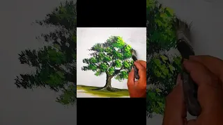 تعلم رسم شجرة خطوة بخطوة اكريليك Watercolor Tree Drawing رسم سهل Drawing 