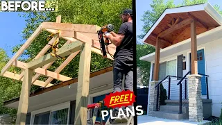 This DIY Project TRANSFORMED my Home s Curb Appeal How to Build a Gable Porch Roof Free Plans