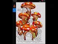 Fungi Home Coloring Page Digital Coloring Hand-Drawn Illustration