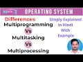 difference between multiprogramming and multitasking and multiprocessing Multiprocessing os