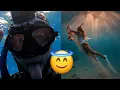 Britt almost lost her swimsuit FREEDIVING AT SUNSET