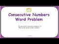 Consecutive Numbers Word Problem