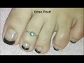 Black Holographic FRENCH Pedicure Nail Art Tutorial - Halloween Toe Nail Art Rose Pearl