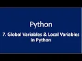 7 Global Variables Local Variables in Python