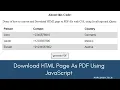 download html page as pdf using JavaScript JS