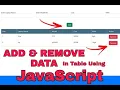HOW TO ADD AND REMOVE RECORDS FROM TABLE IN JAVASCRIPT ADD REMOVE OBJECTS FROM ARRAY OF OBJECT