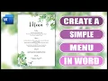 Create a Simple Menu WEDDING MENU in Word EASY TUTORIAL
