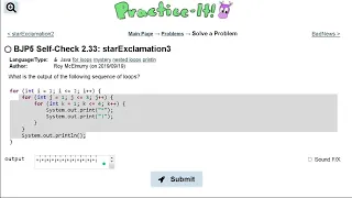 Java Practice It 2 33 starExclamation2 nested for loop