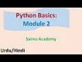 Python Module 2 Lesson 1 Function with arguments Urdu Hindi Saima Academy