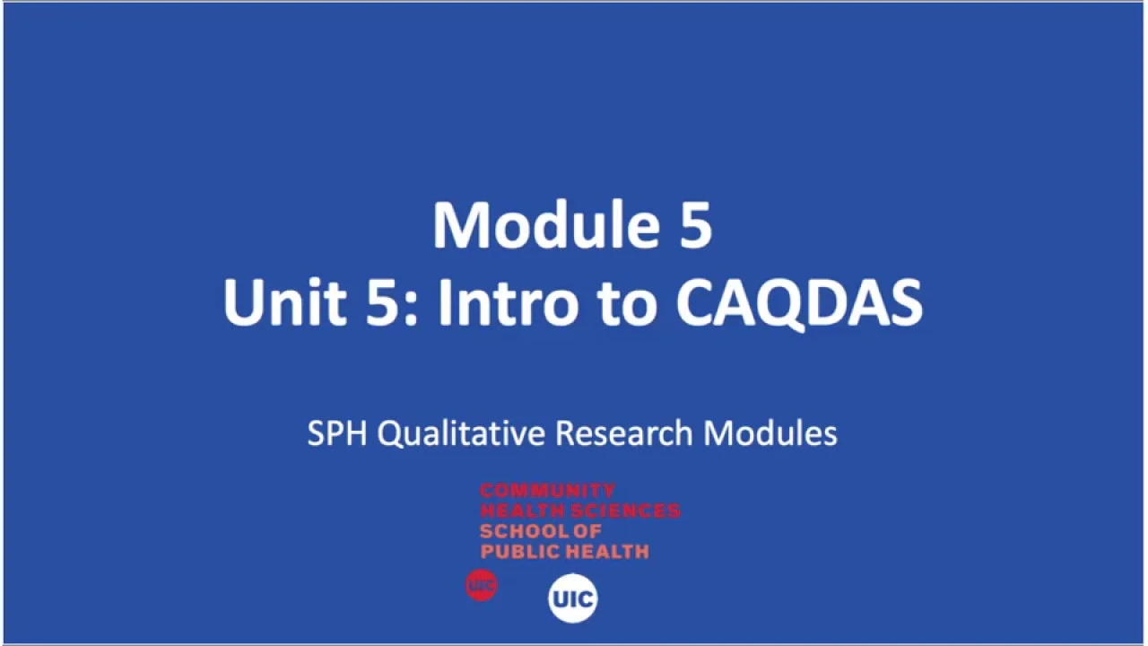 Introduction to Computer Assisted Qualitative Data analysis (CAQDAS)
