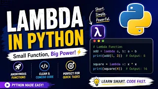 Topic 20 Lambda Function in Python Easy Explanation for Beginners