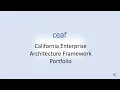 CA Enterprise Architecture Framework Portfolio Overview