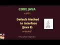 35 Java Default method In Interface in Telugu in Java 8