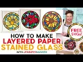 Beautiful Layered Paper Stained Glass Flowers Free SVGs For Any Size