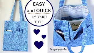 THE BEST 1/2 yard TOTE!  Quick, Easy Sewing Fun for EVERYONE :)