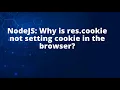 NodeJS Why is res cookie not setting cookie in the browser