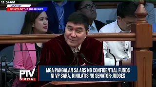 Kinilatis ng mga senator-judges ang mga pangalan sa acknowledgement receipts ng confidential...