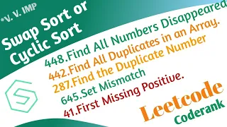 Cyclic Sort or Swap sort Very Important Interview Questions Pattern Wise