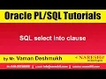 Oracle select into clause Oracle SQL Tutorial Mr Murali