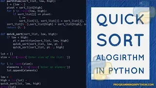 QuickSort algorithm in Python Sorting Algorithms programminginpython com