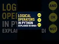 Logical Operators in Python Explained in Hindi AND OR NOT Operators Tutoria