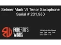 Download Lagu Selmer Mark VI Tenor Saxophone Serial #231,980