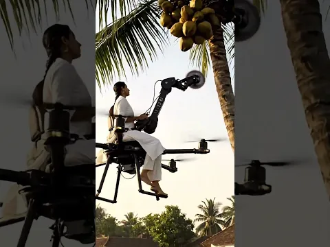 Harvesting process of coconuts by drone