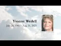 Yvonne Wedell memorial service - Sept 13 2025