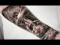 PART ONE Lighthouse tattoo time lapse SHORT VERSION first session of nautical half sleeve