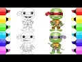 TEENAGE MUTANT NINJA TURTLES Coloring Pages for Kids TMNT Leonardo Raffaello Donatello Mickey