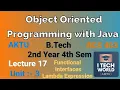 OOPs with Java Unit 3 Lec 17 Functional Interfaces Lambda Expression B Tech AKTU 2 Year BCS403