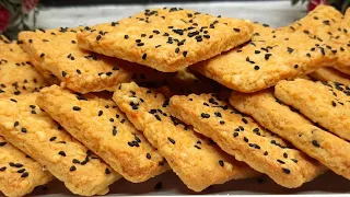 طريقة بسكوت مالح بالجبنة سهل و سريع مقرمش و طعمة روعة 