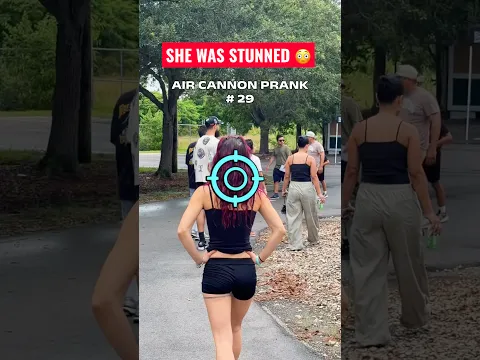SHE WAS STUNNED!!! 😂 Air Cannon Prank 29