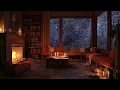 Rain on Window \u0026 Wind Sounds | Cozy Cabin with Crackling Fireplace
