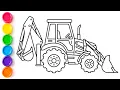Excavator Drawing and Coloring for Kids Toddlers How to Draw Excavator Easy Step by Step